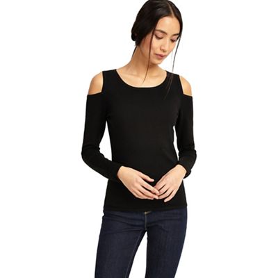 Black carly cold shoulder knitted top
